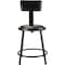 National Public Seating Stool w/Back, Steel, Vinyl, Black, 18" H 6418B-10 - alternate 10